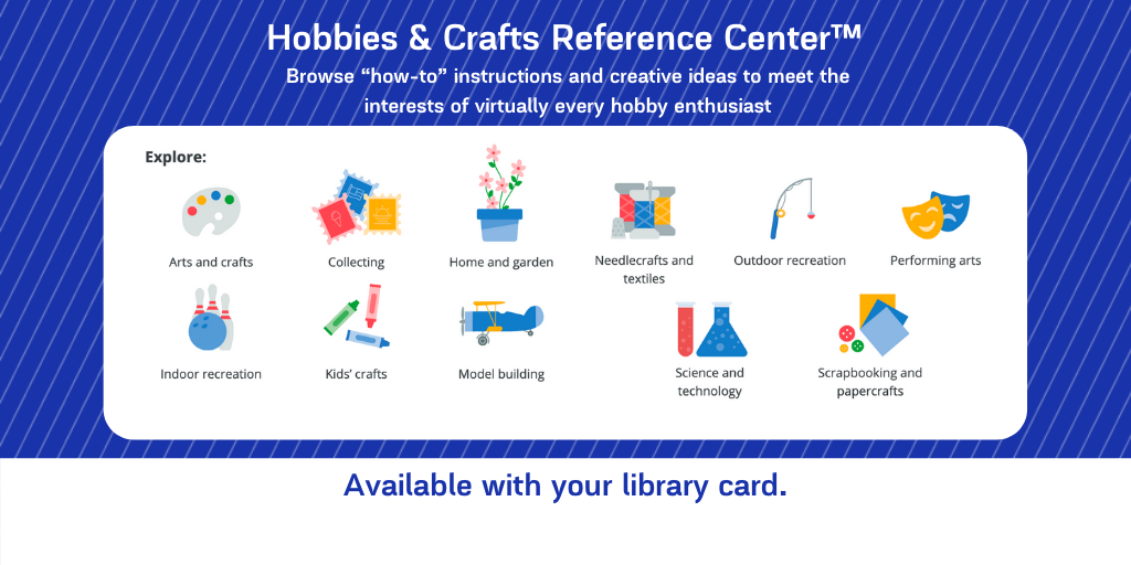 A graphic advertising the Hobbies & Crafts Reference Center for Twitter