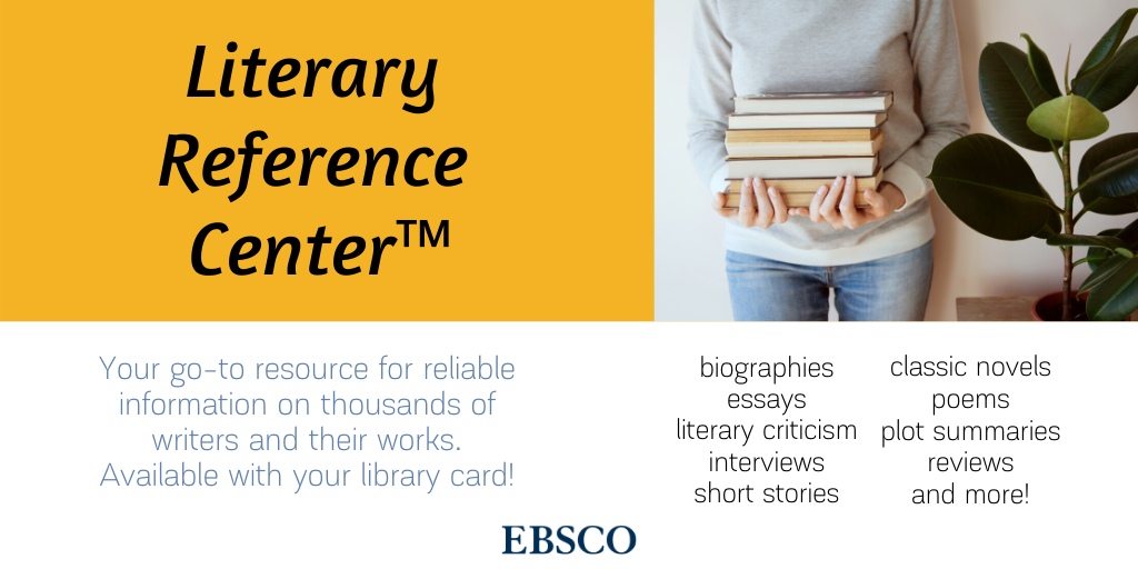 A graphic advertising the Literary Reference Center for Twitter