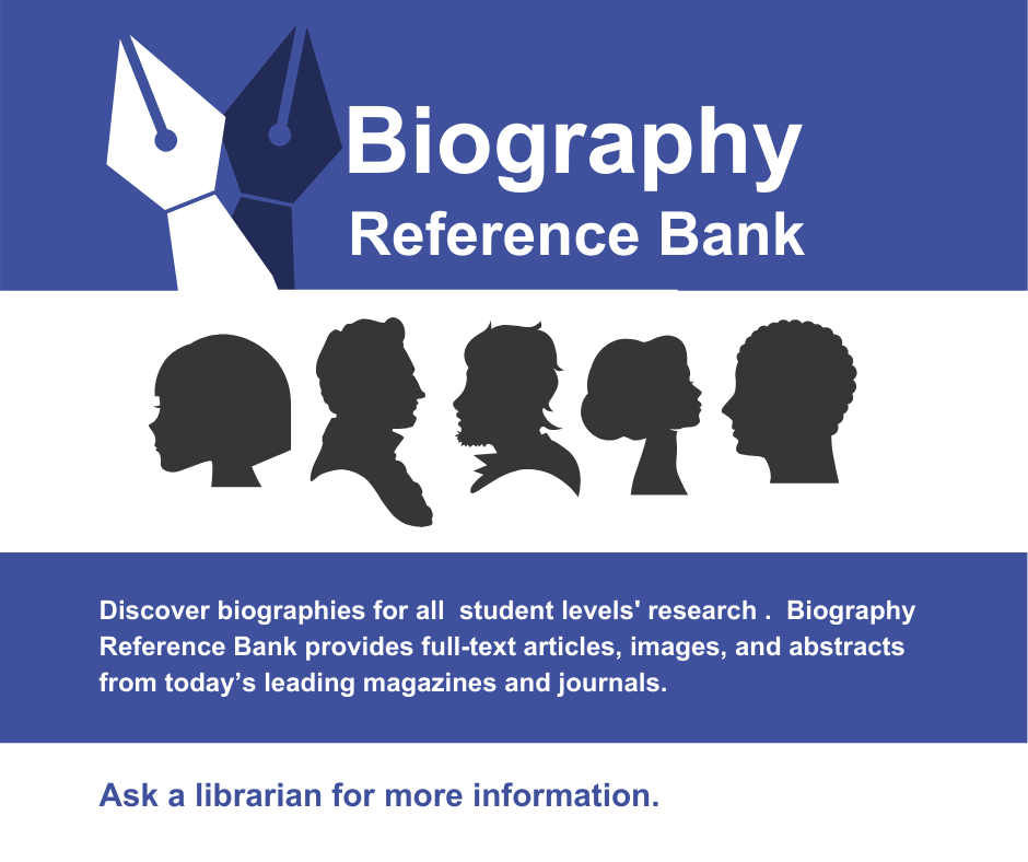 Image promoting Biography Reference Bank for Facebook