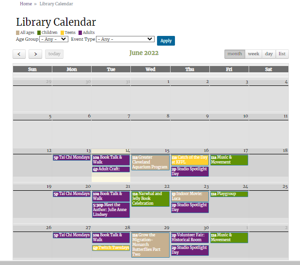 color coded calendar