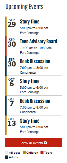 Example of color coded events block